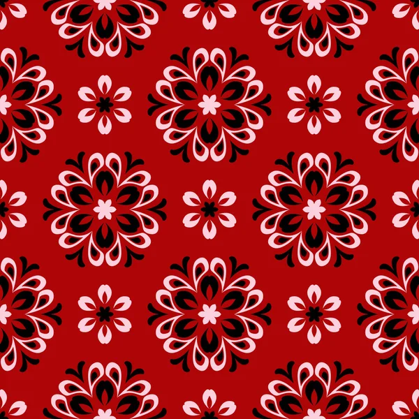 Çiçek sorunsuz arka plan. Kırmızı siyah ve beyaz çiçek deseni. Duvar kağıtları ve tekstil tasarımı için