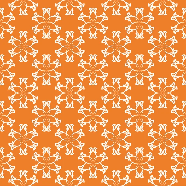 Turuncu zemin üzerine beyaz çiçek tasarım. Tekstil ve duvar kağıtları için seamless modeli