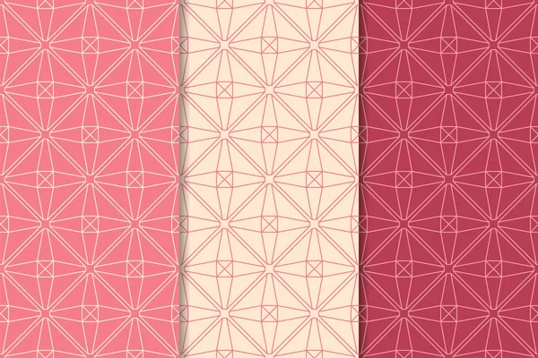 Kiraz kırmızı geometrik yazdırır. Web, Tekstil ve duvar kağıtları için dikey Dikişsiz desen seti