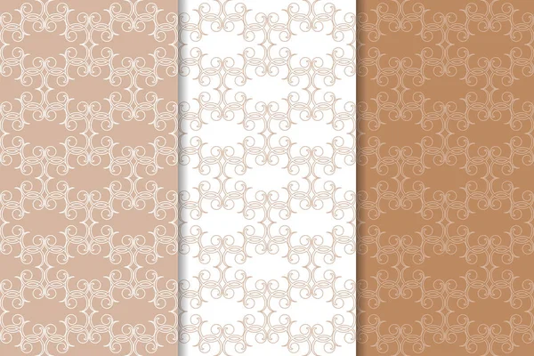 Kahverengi çiçek arka planlar. Tekstil ve duvar kağıtları için dikişsiz desen seti