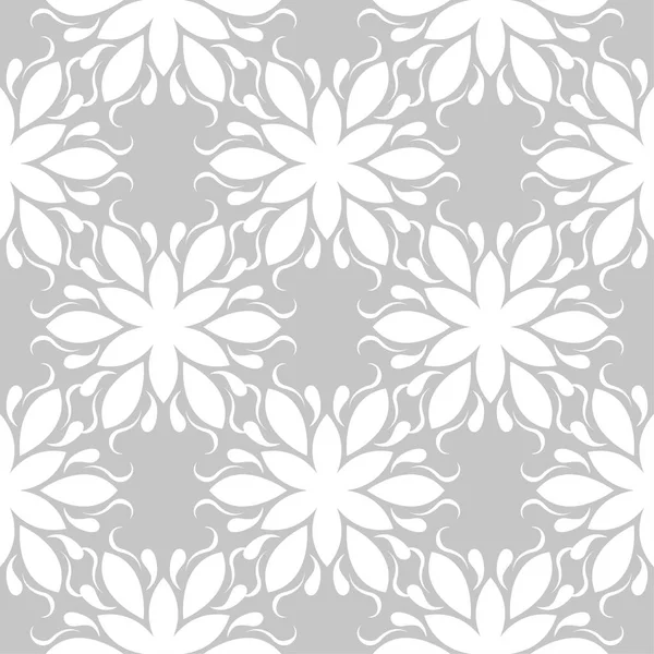 Gri arka plan üzerinde beyaz çiçek süsleme. Tekstil ve duvar kağıtları için seamless modeli