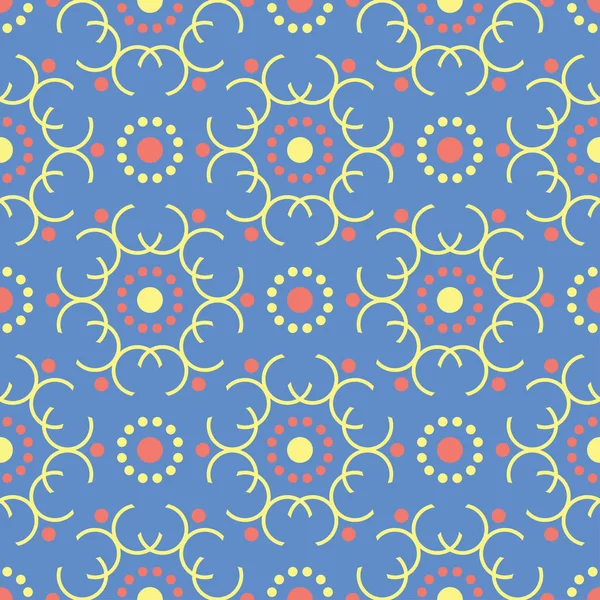 Geometrik mavi seamless modeli. Arka plan duvar kağıtları, Tekstil ve kumaş için kırmızı ve sarı tasarımı ile çok renkli