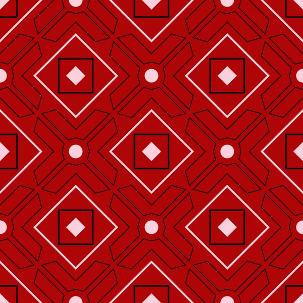 Kırmızı sorunsuz bir arka plan siyah ve beyaz geometrik desenli. Tekstil ve duvar kağıtları için