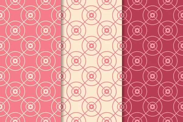 Kiraz kırmızısı geometrik süsler. Web, Tekstil ve duvar kağıtları için dikey Dikişsiz desen seti