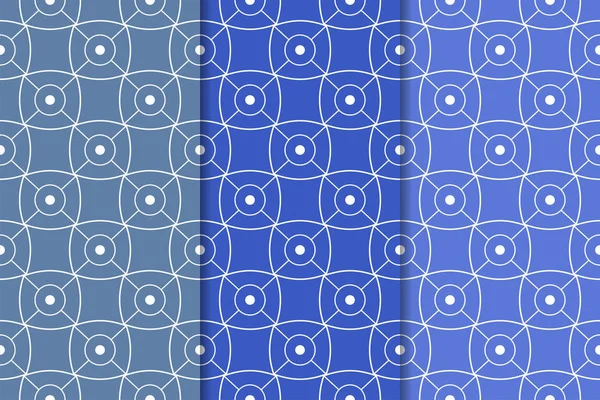 Adornos Geométricos Azules Conjunto Patrones Verticales Sin Costura Para Tela — Vector de stock