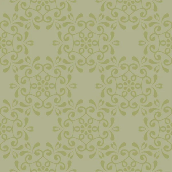 Olive Green Floral Ornament Seamless Pattern Textile Wallpapers — Stock Vector