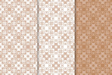 Kahverengi çiçek arka planlar. Tekstil ve duvar kağıtları için dikişsiz desen seti