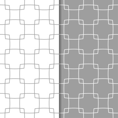Gri ve beyaz geometrik süsler. Web, Tekstil ve duvar kağıtları için dikişsiz desen seti