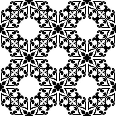 Beyaz arka planda siyah çiçek süsleme. Tekstil ve duvar kağıtları için seamless modeli