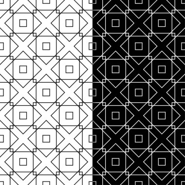 Web, Tekstil ve duvar kağıtları için dikişsiz desen siyah ve beyaz geometrik ayarla