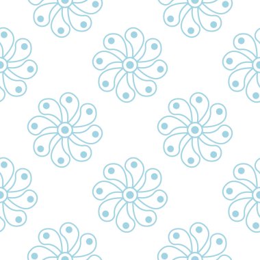 Beyaz zemin üzerine mavi çiçek seamless modeli. Tekstil ve duvar kağıtları için sorunsuz tasarım