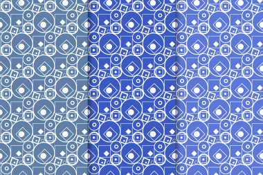 Mavi geometrik süsler. Web, Tekstil ve duvar kağıtları için dikey Dikişsiz desen seti