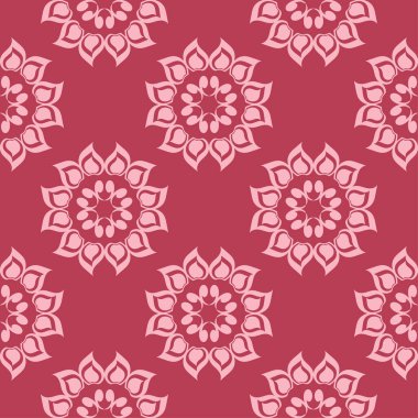 Kırmızı çiçek süsleme. Tekstil ve duvar kağıtları için seamless modeli