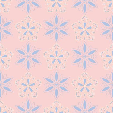 Çiçek sorunsuz arka plan. Duvar kağıtları, Tekstil ve kumaş için pembe, mavi ve sarı çiçek deseni