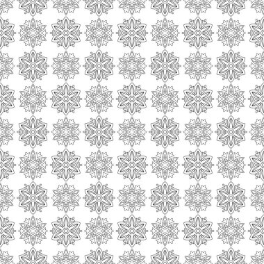 Beyaz arka planda siyah çiçek süsleme. Tekstil ve duvar kağıtları için seamless modeli