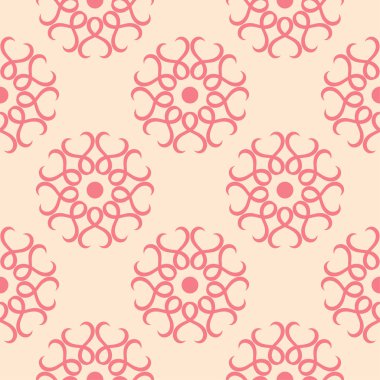 Bej renkli arka plan üzerinde kırmızı çiçekli süs. Tekstil ve duvar kağıtları için seamless modeli