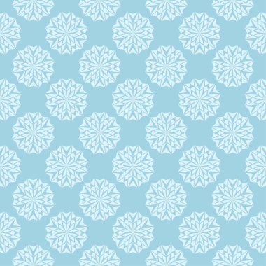 Mavi zemin üzerine beyaz çiçek tasarım. Tekstil ve duvar kağıtları için sorunsuz süsleme