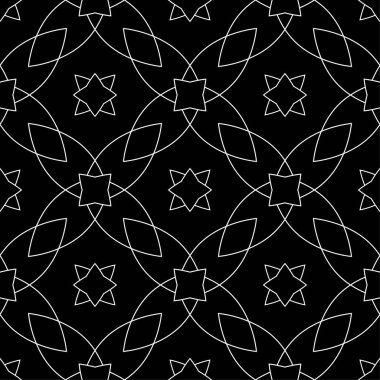 Siyah ve beyaz geometrik süsleme. Web, Tekstil ve duvar kağıtları için seamless modeli