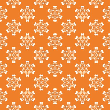 Turuncu zemin üzerine beyaz çiçek süsleme. Tekstil ve duvar kağıtları için seamless modeli