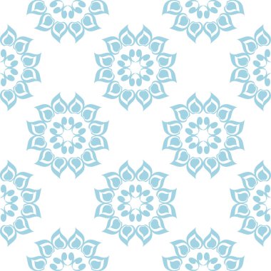 Hafif mavi ve beyaz çiçek süsleme. Tekstil ve duvar kağıtları için seamless modeli