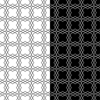 Siyah ve beyaz geometrik süsler. Web, Tekstil ve duvar kağıtları için dikişsiz desen seti