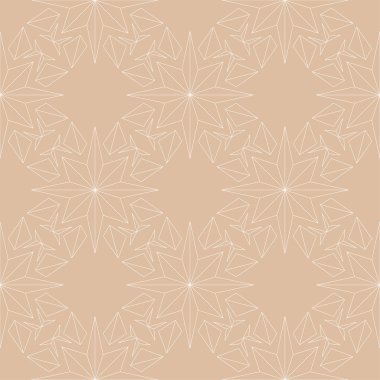 Bej renkli arka plan üzerinde beyaz çiçek süsleme. Tekstil ve duvar kağıtları için seamless modeli