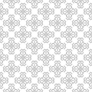 Beyaz arka plan üzerine açık gri çiçek süsleme. Tekstil ve duvar kağıtları için seamless modeli