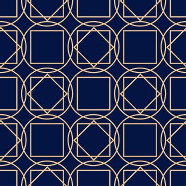 Altın mavi geometrik süsleme. Web, Tekstil ve duvar kağıtları için seamless modeli