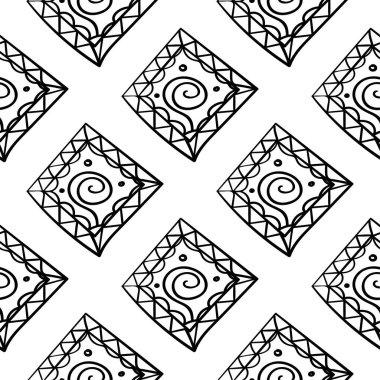 Siyah ve beyaz geometrik süsleme. Web, Tekstil ve duvar kağıtları için seamless modeli