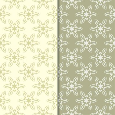 Zeytin yeşili çiçek arka planlar. Tekstil ve duvar kağıtları için dikişsiz desen seti