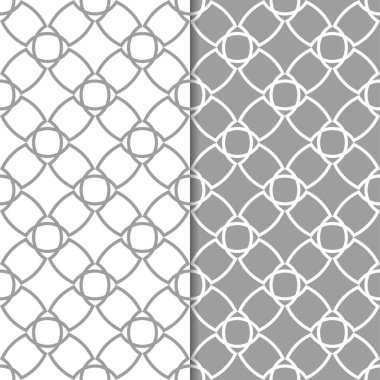 Gri ve beyaz geometrik süsler. Web, Tekstil ve duvar kağıtları için dikişsiz desen seti