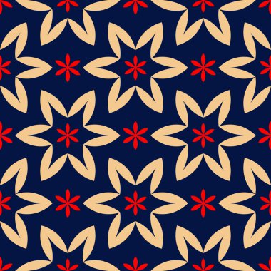 Çiçek seamless modeli. Duvar kağıtları, Tekstil ve kumaş için renkli kırmızı ve mavi arka plan