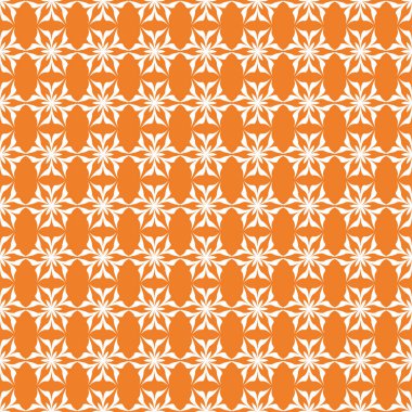 Turuncu zemin üzerine beyaz çiçek tasarım. Tekstil ve duvar kağıtları için seamless modeli