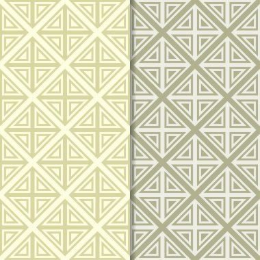 Zeytin yeşili geometrik süsler. Web, Tekstil ve duvar kağıtları için dikişsiz desen seti