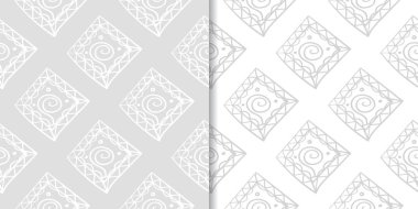 Işık gri geometrik süsler. Web, Tekstil ve duvar kağıtları için dikişsiz desen seti