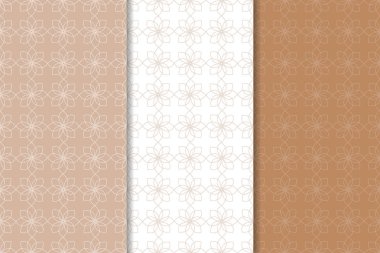 Web, Tekstil ve duvar kağıtları için geometrik Dikişsiz desen kahverengi ve beyaz set