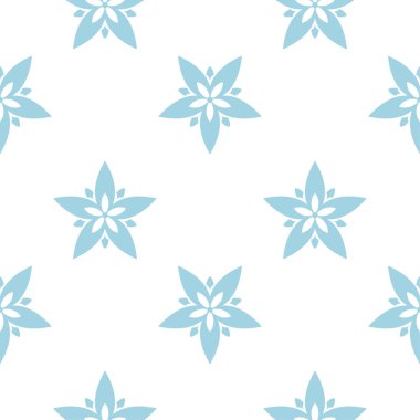 Beyaz zemin üzerine mavi çiçek tasarım. Tekstil ve duvar kağıtları için seamless modeli