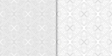 Işık gri geometrik süsler. Web, Tekstil ve duvar kağıtları için dikişsiz desen seti