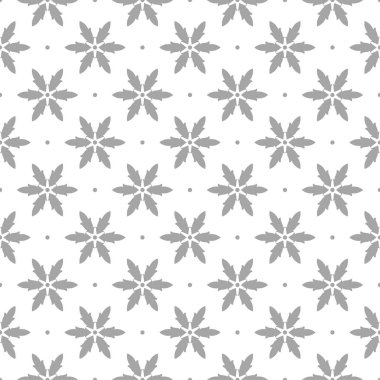 Beyaz arka plan üzerine açık gri çiçek süsleme. Tekstil ve duvar kağıtları için seamless modeli