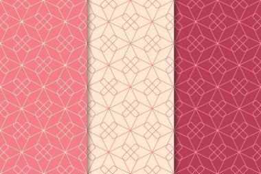 Web, Tekstil ve duvar kağıtları için dikey Dikişsiz desen kiraz kırmızı geometrik dizi