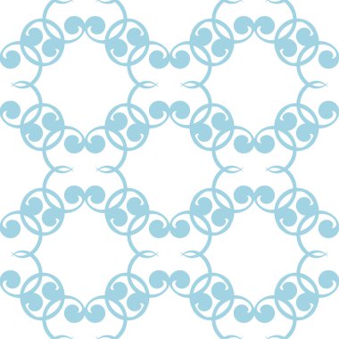 Beyaz zemin üzerine mavi çiçek süsleme. Tekstil ve duvar kağıtları için seamless modeli