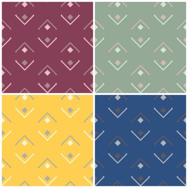 Renkli kesintisiz arka plan duvar kağıtları, Tekstil ve kumaş için geometrik desenlerle set