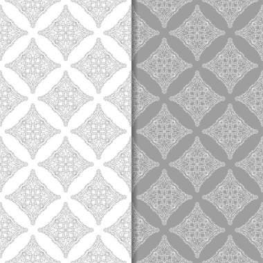 Geometrik süsler kümesi. Gri ve beyaz Dikişsiz desen web, Tekstil ve duvar kağıtları için