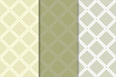 Geometrik süsler kümesi. Zeytin yeşili ve beyaz Dikişsiz desen web, Tekstil ve duvar kağıtları için