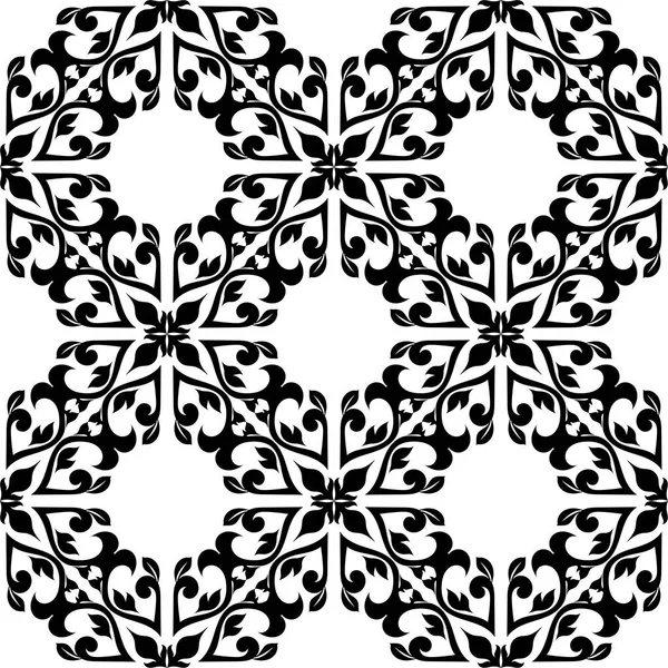 Beyaz Arka Planda Siyah Çiçek Süsleme Tekstil Duvar Kağıtları Için — Stok Vektör