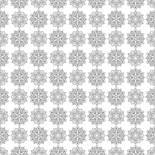 Adorno Floral Negro Sobre Fondo Blanco Patrón Sin Costuras Para — Vector de stock