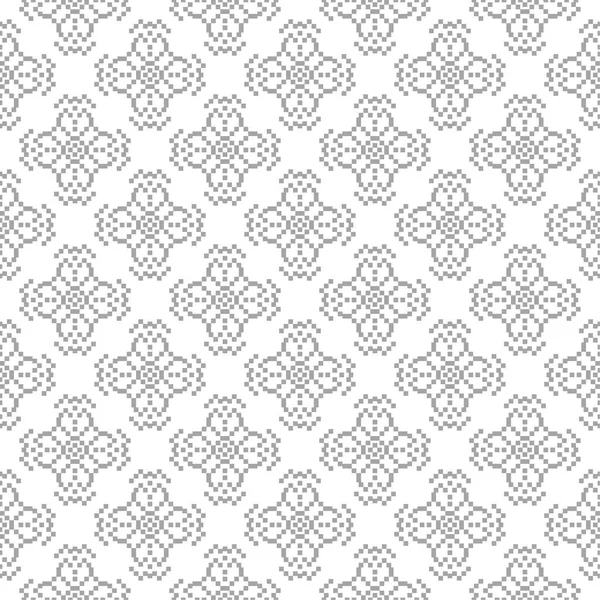 Светло Серый Цветочный Орнамент Белом Фоне Бесшовный Узор Текстиля Обоев — стоковый вектор