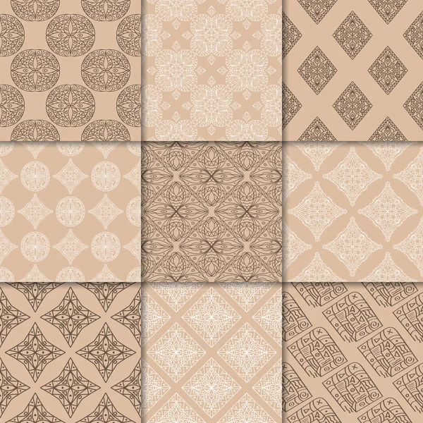 Kahverengi Bej geometrik süsler. Web, Tekstil ve duvar kağıtları için dikişsiz desen koleksiyonu