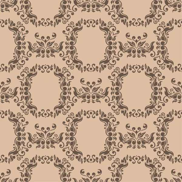 Ornement Floral Brun Sur Fond Beige Modèle Sans Couture Pour — Image vectorielle