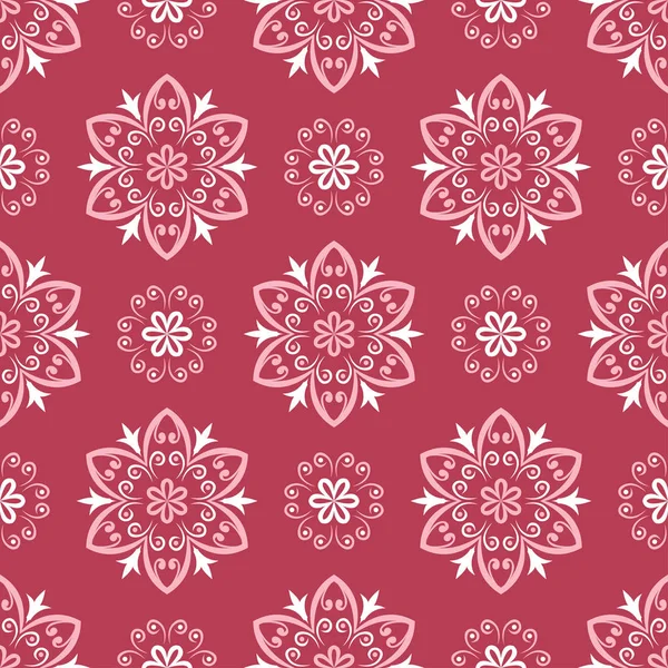 Fundo Sem Costura Vermelho Floral Com Padrão Bege Fundo Para — Vetor de Stock